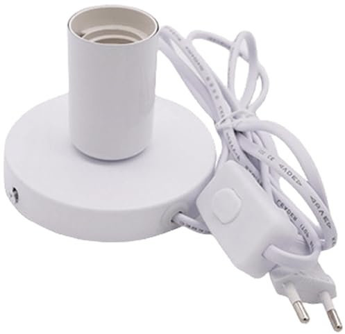 Base per lampada da tavolo vintage E27, attacco E27, lampada da tavolo vintage con cavo da 1,8 m, lampada da comodino con interruttore a cavo, max. 100 Watt (bianco, lampadina esclusa)