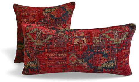 Kelim Muster Kissen Ethnische Stoff Kissenbezüge Orientalische Kopfkissen Boho Tribal Kissenhülle Dekokissen Türkischer Sofakissen Zierkissen (50x50 cm)