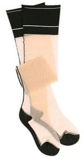 HERAON Womens Contrast Top Cuban Heel Backseam Stockings Back Seam Thigh High Sheer Hosiery Seamed Sheer Thigh High