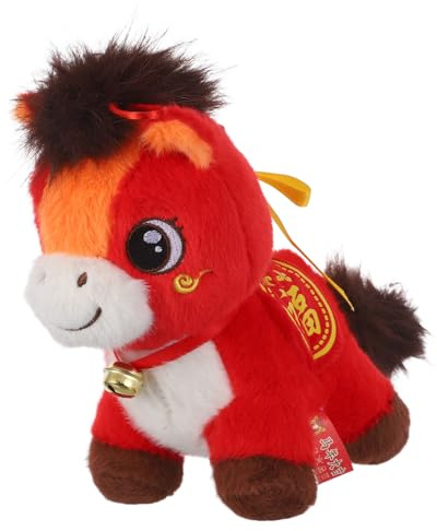 Vaguelly Peluche Cheval Zodiaque Chinois 25 Cm Mascotte Décorative en Peluche pour Nouvel an Lunaire, Doux pour Heure du Coucher et Souvenir Festif