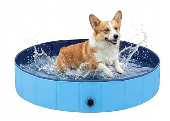 Hundepool für Große Hunde, Faltbarer Pool, Robustes Schwimmbecken mit Rutschfestem Boden, Planschbecken für Haustiere & Kinder, Langlebige Badewanne für Garten und Sommer,80 x 20 cm