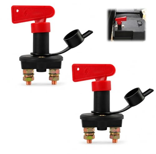 2 Stück12V Batterie Trennschalter, Hauptschalter, Batterietrennschalter für Boote, Autos und LKWs, Hauptbatterie-Isolator 200A Maximalstrom, Sicherheitsabschaltung Schlüsseln