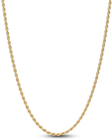 PANDORA Moments Kordelketten-Halskette mit 14k vergoldeter Metalllegierung, Kompatibel Moments Charms, Größe 45cm, 364687C00-45