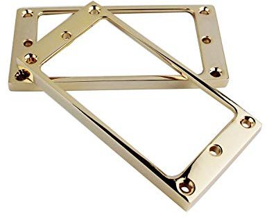 Guyker Platt metall Humbucker pickup monteringsring set – brygghals pickuper skyddsram ersättningsdel för elgitarr eller precisionsbas (2 st, gyllene)