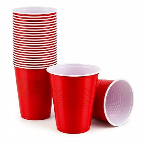 Ayn Al Madina 12oz Pack of 100 - Beer Glasses - Disposable Recyclable & Reusable – Drinking Cups for Parties & All Types of Events – Sturdy & Waterproof