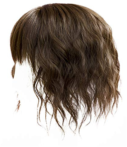 Lockiges Haarteil mit Pony für Damen, weiche synthetische Clip-in-Haarkrone für dünner werdendes Haar, 25,4 cm, Dunkelbraun