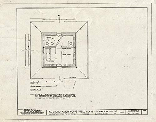 Historic Pictoric : Blueprint HABS Iowa,7-WATLO,3- (Sheet 2 of 5) - Waterloo Water Works, Well House 4, Fairview & Lafayette Avenue, Waterloo, Black Hawk County, IA 14in x 11in
