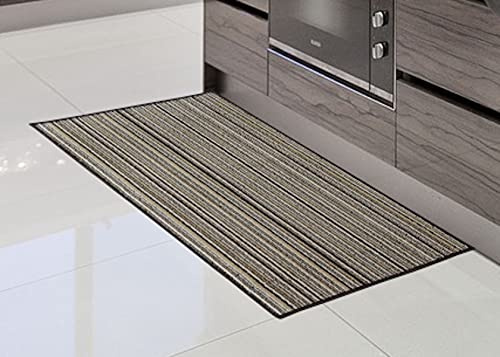 COMERCIAL CANDELA FELPUDOS Y ALFOMBRAS Alfombra de Cocina de Textil Resistente, Lavable | Base PVC Antideslizante y Aislante Diseño Clasico Color (MARRÓN, 50_x_80_cm)