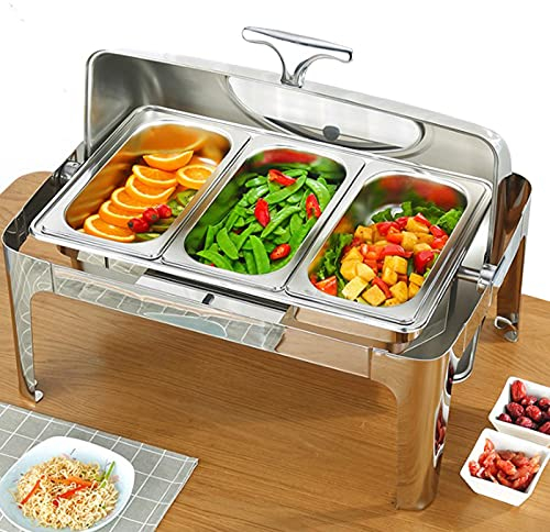 DBZDM 9L/13L Chafing Dish Elettrico, Scaldavivande Chafing Dish Set Acciaio Inox per Buffet Partito Hotel, Scaldavivande Elettrico Professionale Contenitore per Alimenti