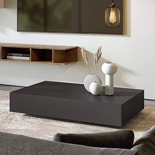 Klaar Design Tavolino Ret, tavolino da salotto, tavolino basso, tavolino da divano cm.90x60x h.15 (Antracite)