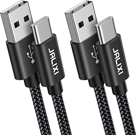 JALIXI USB to USBC Cable 1m, Samsung USB C Charger Lead Fast Charging for Galaxy S25 S24 S23 Fe Plus S10, A56 A36 A26 A16 A55 A35 A25 A15, Phone, Braided Nylon, Black