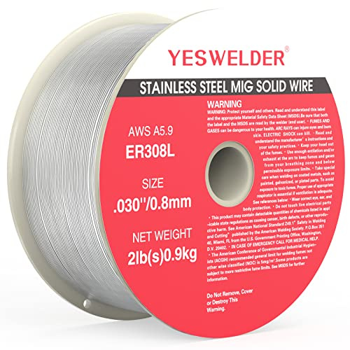 YESWELDER MIG Volldraht, Edelstahl, ER308L, Durchmesser 0,9 kg, starke ABS-Kunststoffspule, Schweißdraht