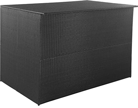 homiuse Gartenbox Schwarz 150x100x100 cm Poly Rattan Aufbewahrungsbox Aufbewahrungstruhe Kissenbox Outdoor Wasserdicht Rattan Box Gartenbox Klein PE-Liner mit Reißverschluss Modernes Design
