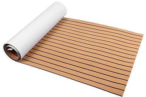 Eva Teak Schaum Deckbeschläge, Selbstklebende Bootsbelag-Matte, Anti-Rutsch Bodenbelag, 90 x 240 cm, Gold und Schwarz