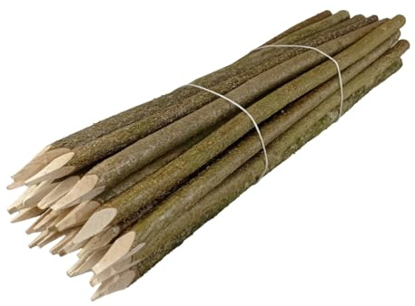 Staketstolpar 25 stycken natur – slipad stolpe, rund spak, valnöt, trädgårdsstaket (H 80 cm (25 st.)