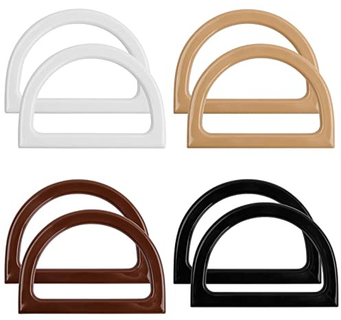 Laughhe Manici per Borsa a Forma di D, 8 Pezzi Manici per Borse Fai da Te, Maniglia per Borse Manico di Ricambio per Borsa Accessori per Borse Fai da Te Uncinetto