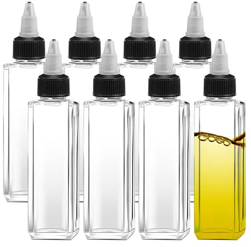 APOMOONS 8 flaconi da spremere, spremere olio bottiglie 100 ml per olio con tappi contenitori in plastica per condimenti liquidi trasparenti a prova di perdite per olio salsa di soia aceto