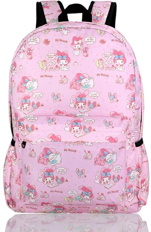 Roffatide Anime Melody Coniglio Zaino Cartoon Borsa giornaliera Zaino giornaliero con stampa all over Rosa