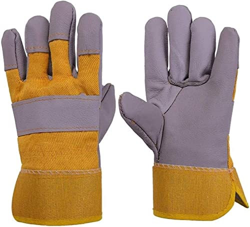 Robuste Gartenhandschuhe, Arbeitshandschuhe, Schweißhandschuhe, hitze- und feuerfeste Handschuhe, Schweißhandschuhe, Arbeitshandschuhe aus Leder, perfekt for Kamin, Herd, Grill, Schweißen (5 Paar)