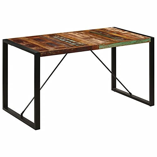 ADWOA Esstisch 140x70x75 cm Altholz Massiv Schmaler Esstisch Esszimmertisch Holz