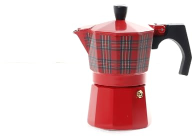 INTRECCI Caffettiera Moka Tre Tazze per Gas Tartan Scozzese Idea Regalo Natale