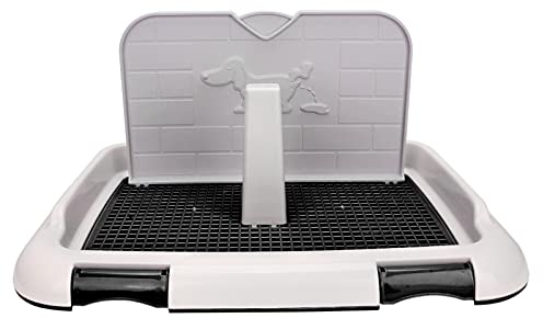 Hundetoilette, Indoor-Welpentrainingstoilette, Katzentöpfchen, Zaun, geplantes Urinieren, Töpfchentablett-Toiletten für Hunde mit simulierter Wand, ist besser für männliche Hunde (Schwarz)