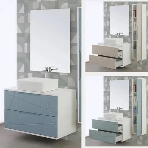 Bagno Italia Mobile arredo bagno 90 cm sospeso lavabo specchio cassetti in 2 colori