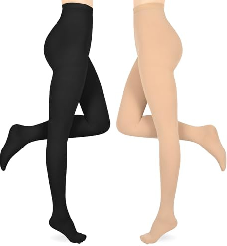 Compression Pantyhose for Women & Men 2 Pairs Closed Toe 15-20mmHg Medical Graduated Compression Stockings Waist High Support Tights Opaque Leggings for Varicose Veins Edema Flight,Mix XL