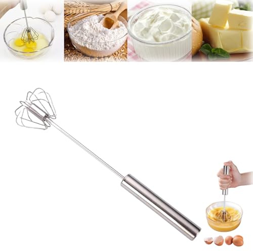 2024 Outil d'agitation manuel amélioré pour mélangeur à, l, fouet semi-automatique en acier inoxydable, pour main pour la cuisine, la cuisine, le lait d'œuf à la maison (10pouces)