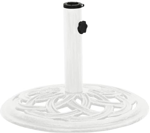 qohoio Socle de Parasol Blanc 44x44x31 cm Fonte Pied De Parasol,Pied De Parasol Lourd,Pied De Parasol sur roulettes