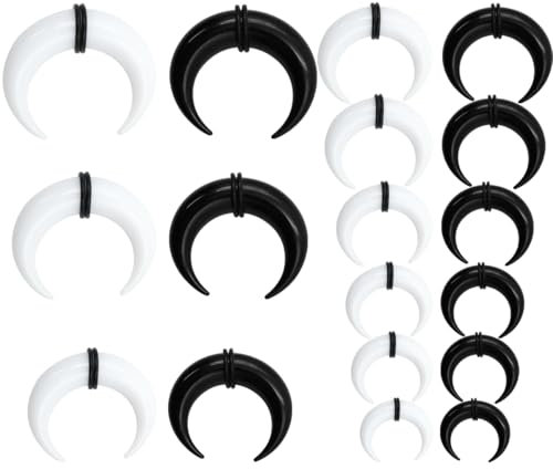 CENPEK 18-teilige Expander-Nasenringe für Piercing, Septum-Buffalo-Taper, C-förmige Pincher-Taper aus Acryl für Damen und Herren, Nase, Ohrknorpel