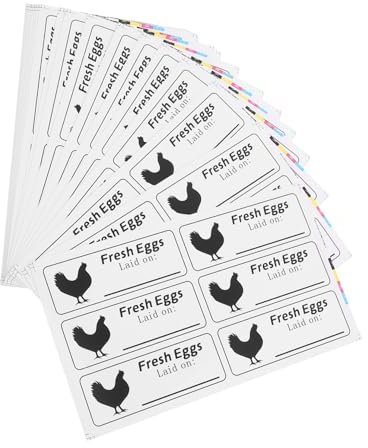 NUOBESTY 40 Sheets Egg Care Stickers Self-Adhesive Produce Date Labels for Fresh Eggs and Other Produce Cartons Easy Peel White