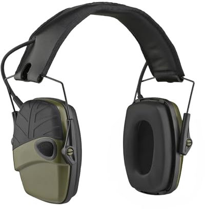 MRDEER Cuffie Poligono Tiro Elettroniche Ancuffie Antirumore, Fascia Morbida Regolabile, Protezione dell'Udito Regolabile, Amplificazione Del Suono, Ideale per il Tiro e la Caccia (verde)