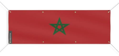 Drapeau du Maroc 8 Oeillets en Plusieurs Tailles (L) 170x510cm