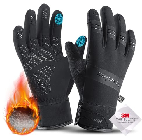 kyncilor Guanti Invernali Impermeabili Uomo Donna Touch Screen Slip-Proof Guanti Bici Invernali per Corsa Ciclismo Moto Sci