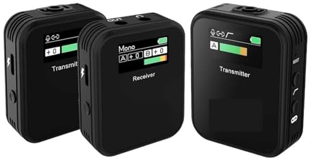 WESLNN Receptor De Micrófono Inalámbrico 2,4G + 2 Transmisores + 2 Micrófonos Lavalier Rango De 150M TFT 3,5mm For Cámara De Teléfono Inteligente