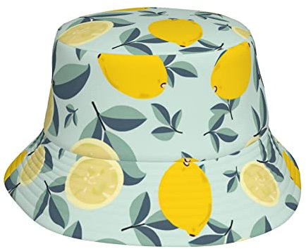 IQOPPEDR Chapeau cloche jaune citron et demi-citron pour homme et femme - Chapeau bob de plage, voyage, été, extérieur, chapeau de pêcheur, Comme indiqué sur la photo, Taille unique