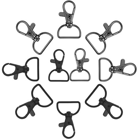 10 Stück Schlüsselanhänger D-Ringen,Schlüsselanhänger Basteln Selber Machen Ringe Karabinerhaken mit Drehgelenk,Schlüsselring Edelstahl Klein, Karabinerhaken Schwarz Karabiner Schlüsselanhänger