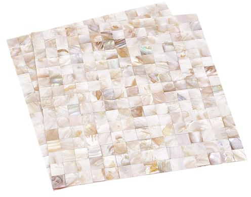 GOMAKERER 2 Blatt Perlmutt Mosaikfliesen Zum Abziehen Aufkleben Selbstklebende Mosaik Muschel Wandfliesen Aus Papier Muschel-Mosaikfliesen Für Die Küchen Badezimmer Wanddekoration 11.8cm
