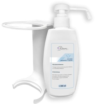 Blanc HYGIENIC SET: Mini Fix-System - 2x Mini Fix Spender, weiß oder schwarz + Hand- & Hautdesinfektion, medizinisch, 4x300 ml Farbe Weiß