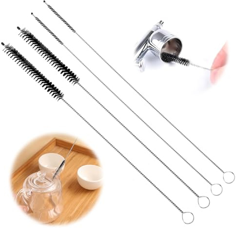 4X Reinigungsbürste 3mm & 7mm Ø für Milchleitungen Lange Milchschlauchbürste Strohhalm Reinigungsbürste Flaschenreinigungsbürsten-Set Langer Griff Flaschenbürsten Set für Kaffeevollautomat Klein