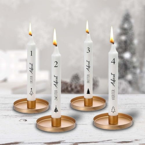 Verschiedene Weihnachten Set Kerze Stabkerzen fertig bedruckt kein Kerzentattoo Wasserschiebefolie oder Tattoofolie Kerzen für Kerzentattoos (1-4 Advent Typ1, 19cm)
