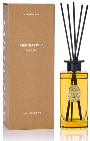 M&SENSE Luxury Large Reed Diffuser 300ml, Neroli Noir Scented with Natural Essential Oils, Long Lasting with 7 Sticks, Non-Toxic Home Fragrance for Bedroom, Bathroom Decor, Elegant Glass Bottle