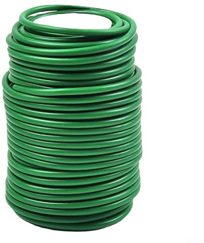 Honseadek Strong Rubber Coated Garden Cable For Plant Support, Rubber Coated Garden Wire, 8M/10M Green Flexible Plant Support Twine Soft Bendable Cable Tie(2.5mmx10m)