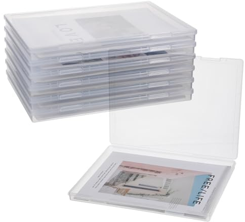 Meyeyaia 6 Pcs Photo Storage Box,8X10 Inches Clear Photo Boxes Storage,Large Plastic Scrapbook Paper Picture Organizer with Snap-On Lock for Pictures Stamps Photos Crafts Office Supplies Documents