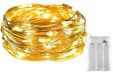 Brightium LED-Lichterkette mit Kupferdraht, 3AA-Batterie, warmweiß, 2 m, ideal für die Dekoration von Veranstaltungen, Partys und gemütlichen Umgebungen.