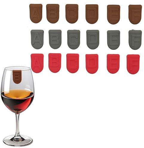 SEABABOO Marcadores De Copas De Silicona 18 Piezas Identificador De Vasos Silicona Identificación Vidrio Anillos Reutilizable Marcadores De Cristal para Copa De Vino Copa De Cóctel Tazas