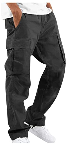 MOKBAY Pantaloni Cargo Uomo con Elastico Tute da Lavoro Lunghi Pantalone Baggy Estivo Leggeri Bianchi Vestiti Offerte a Tempo Casual Tuta Pantaloni da Lavoro Uomo L
