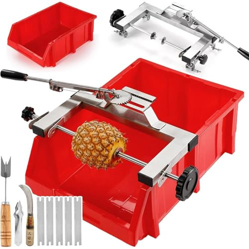 oiakus Machine à éplucher l'ananas, Coupe-Ananas en Acier Inoxydable, avec espacement Ajustable 30-36cm, avec 3 Lames de Remplacement, pour la Maison, Le Restaurant, Le supermarché.