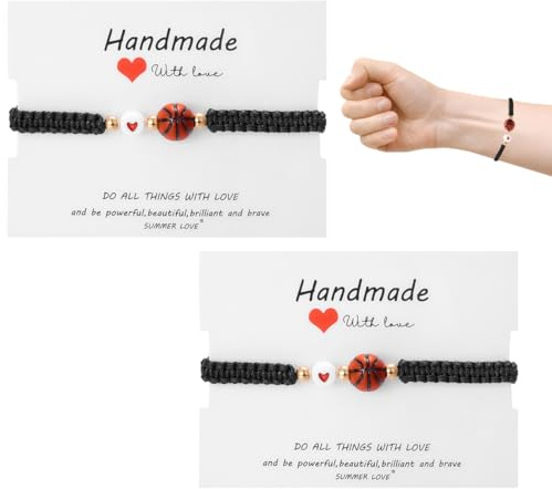 JRYXDS 2 Pcs Pulsera De Baloncesto Pulseras Inspiradoras De Equipo Pulsera Ajustable Baloncesto Pulsera Amistad Niños Regalos Niños Niñas Para Adolescentes Adultos
